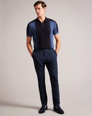 Pantalon Ted Baker Irvine Fit Puppytooth Bleu Foncé Homme | KQB-20795915